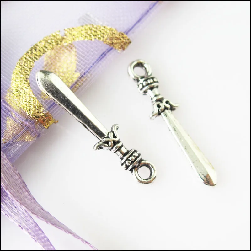 Новинка! 60 шт. Тибетский серебристый цвет крошечные оружия меч Очаровательные