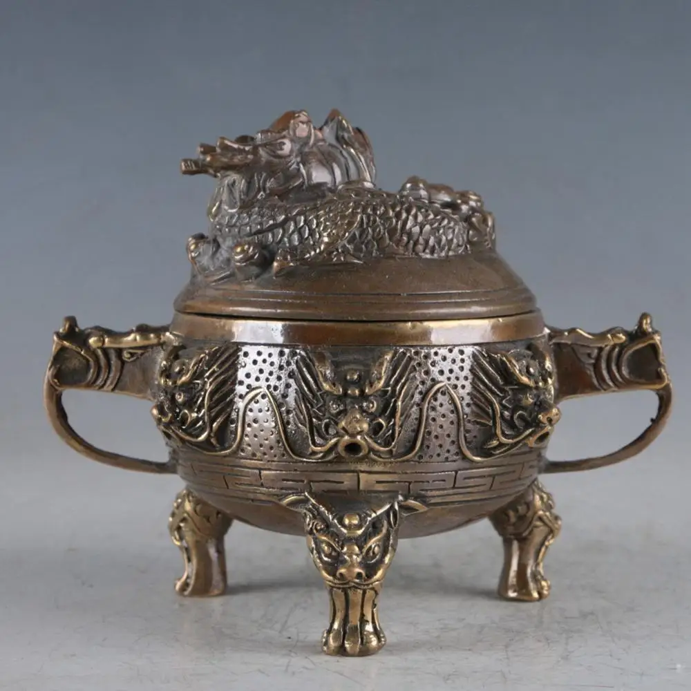 Китайский антиквариат редкая латунная ручная работа MING XUANDE Единорог благовония