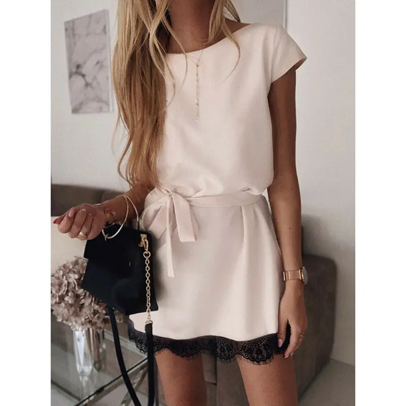 В стиле ретро Лидер продаж женское платье с кружевом стильное и изящное коротким