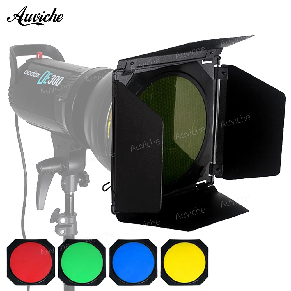 Godox bd 04 flash Barn Door Honeycomb сетки с 4 цвета гель фильтр для студии флэш Стандартный