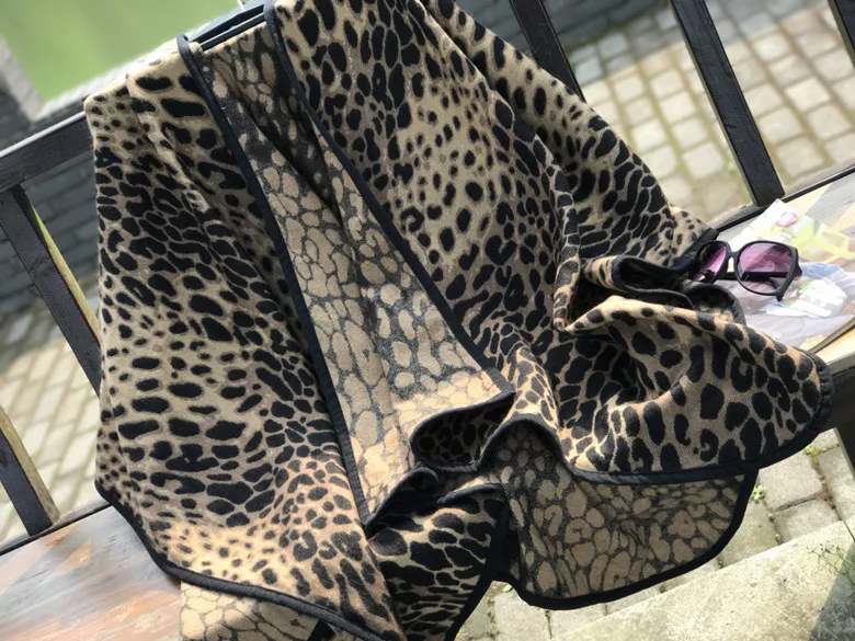 Женский зимний шарф с леопардовым принтом имитация кашемира Пашмина толстый