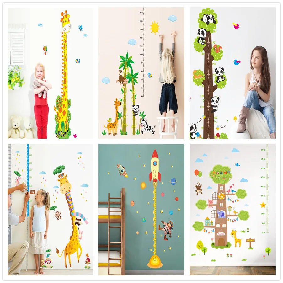 % Панда птица обезьяна слон жираф измерение высоты стикер на стену детские