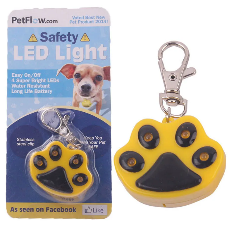 СВЕТОДИОД Мигает Pet Cat ошейник Pawprint подвеска метки LED Цепочки и ожерелья воротник