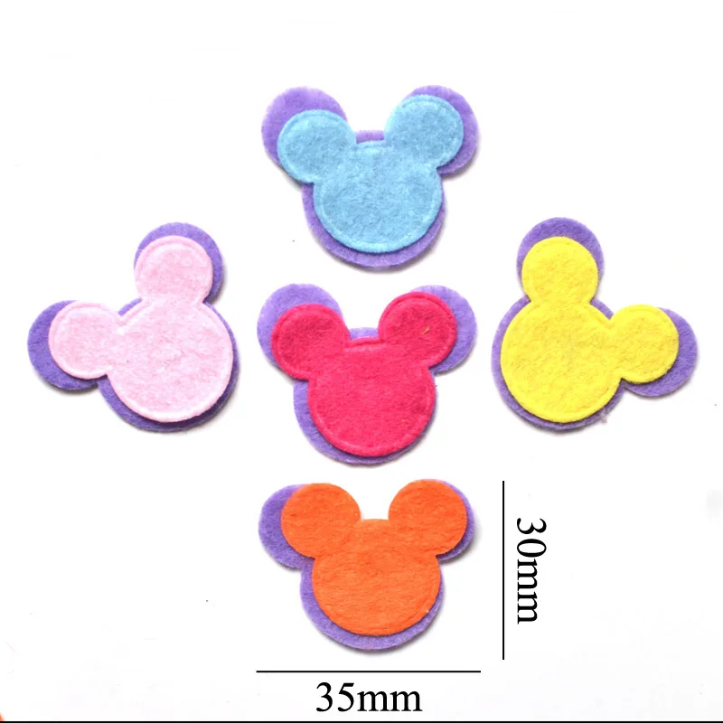 20 шт. Смешанная кавайная мышка с двумя тканевыми нашивками фетровая аппликация