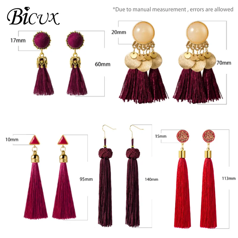 BICUX 2019 модные богемные женские висячие серьги с кисточками этнические золотые