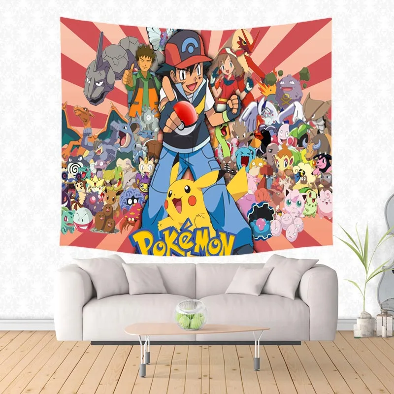 Pokemon Go Pattern Wall Hanging Tapestry Custom Beach Towel Polyester Travel Blanket Yoga Shawl Picnic Mat