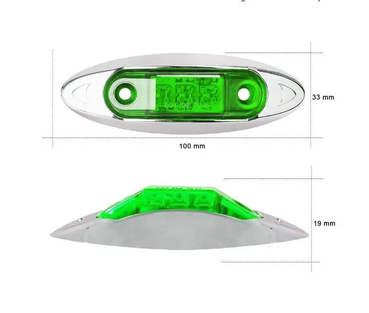 2 упаковки зеленый 3 светодиодный боковой маркер трейлер морской Светодиодный