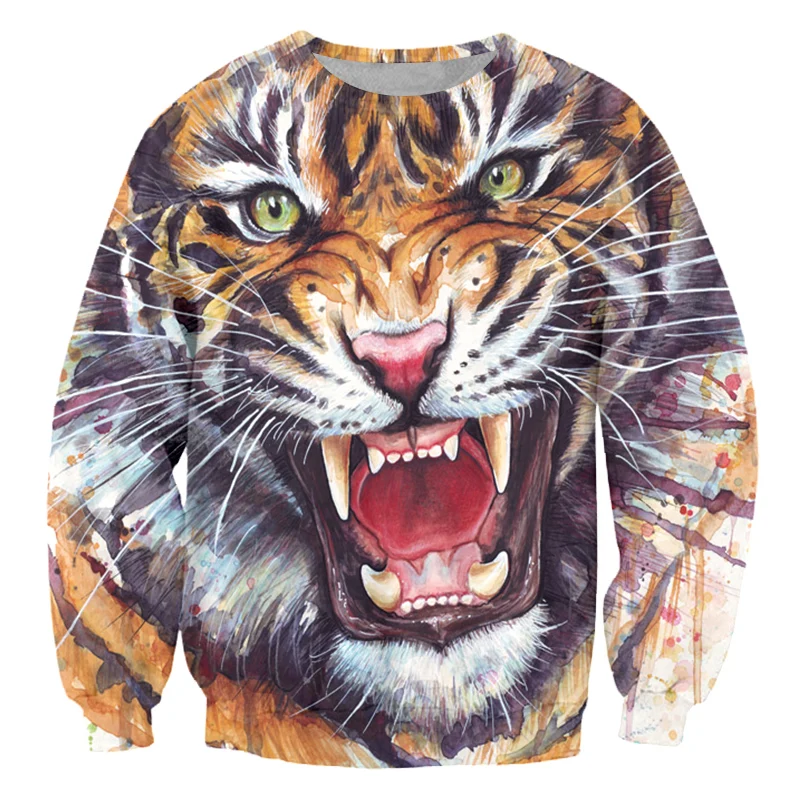 Новинка уличная одежда CJLM свитшот с длинным рукавом и 3D-принтом тигра Прямая