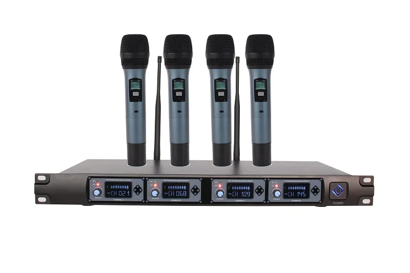 UHF 4 channels wireless microphone system Beautiful No noise anti-interference without distortion for stage KTV personal show |