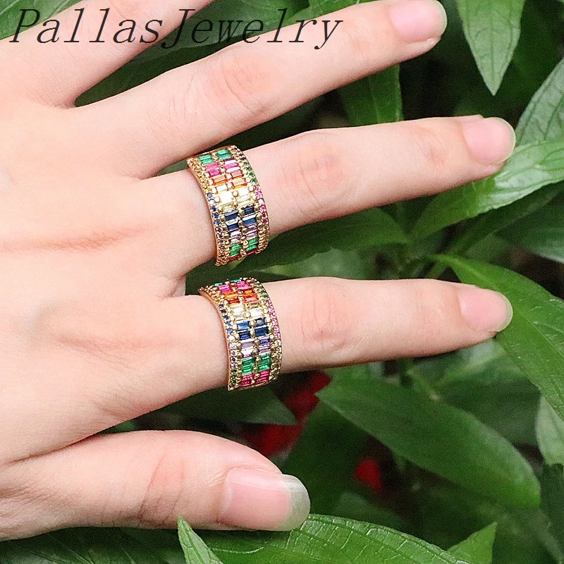 

6Pcs Colorful CZ Zircon Rainbow shinny finger Rings for Women Luxury gorgeous Fashion Wedding Engagement Jewelry
