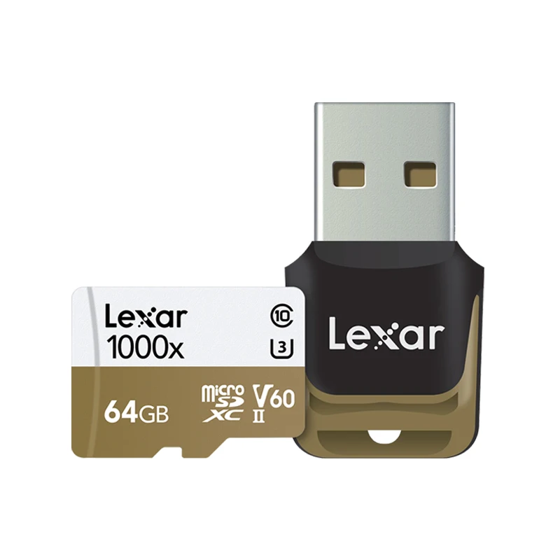 Lexar 1000x Micro SD Class 10 64 ГБ micro SDXC до 150 МБ/с. флеш-карты памяти tf читатель Ультра высокоскоростной герметик для беспилотная спортивная видеокамера - Емкость: 64GB