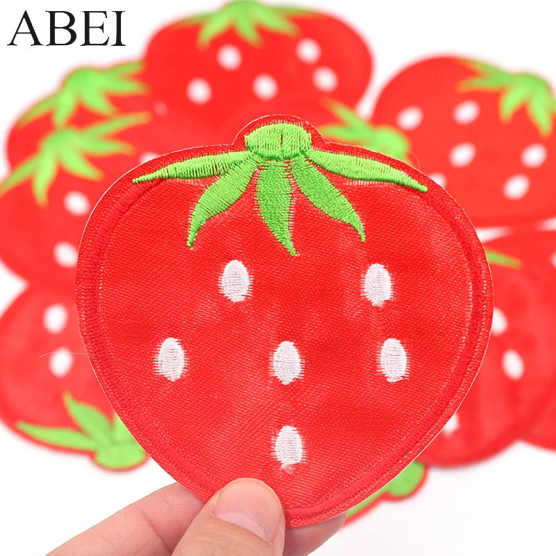 10 шт./лот вышитые наклейки в виде клубники для маленьких девочек одежда сумки