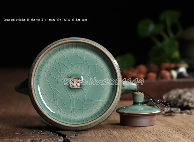 Новинка Лидер продаж хрустящая глазурь Longquan Celadon 170 мл Zisha керамика искусство плоский чайник фарфор Исин глина имитация антикварный чайник