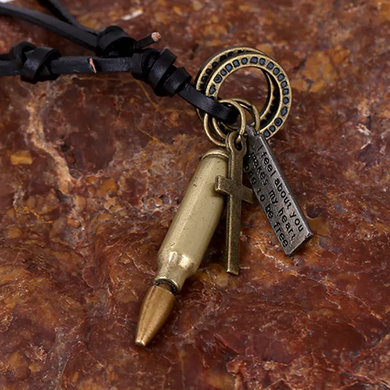 Бохо Цыганский Хиппи панк коровья черная кожа сплав металл пуля крест обод