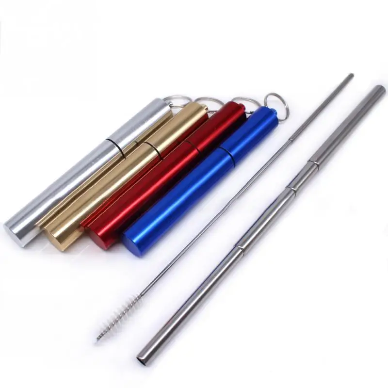 Складная металлическая соломинка складной набор портативный многоразовый