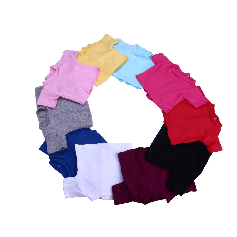 С коротким Рукавом Футболки Однотонные Цвета Набор 9-Ярко-Розовый белый желтый