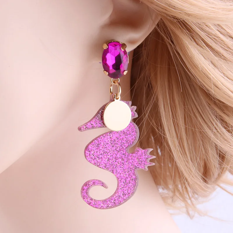 NeeFu WoFu Кристальные серьги яркие цветные из смолы большие для женщин морская