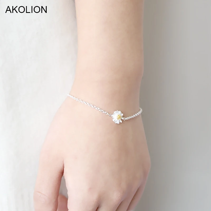 S925 sliver Bracelet Горячая Серебряный браслет Маргаритка 925 Подсолнух Хризантема женский браслет простой антиаллергенный браслет - Окраска металла: S925 sliver Bracelet