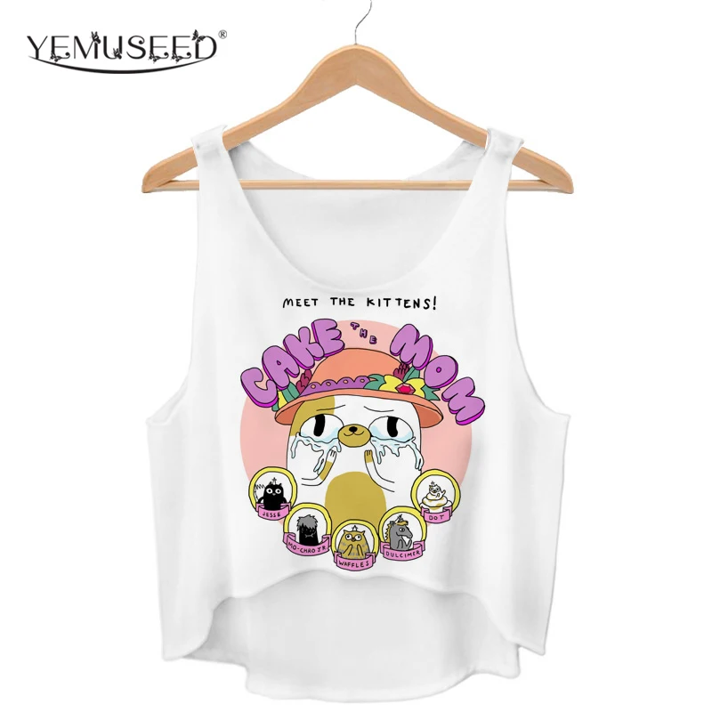 Горячая Распродажа 2016 женские летние топы YEMUSEED в стиле Харадзюку укороченные Kwaii