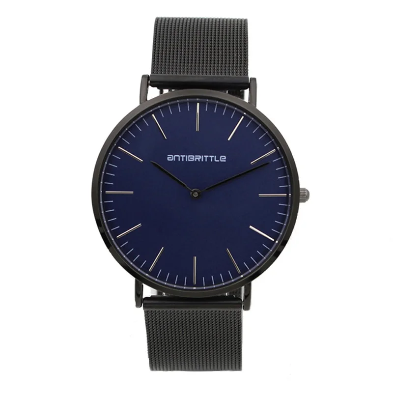 Модные роскошные японские кварцевые синие мужские часы женские черные тонкие