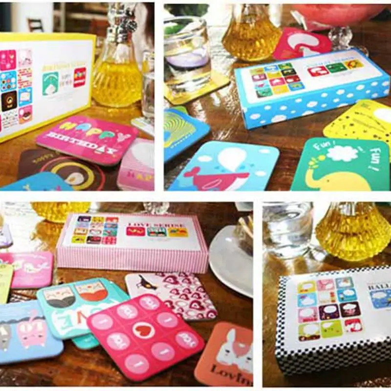 4Pcs/set Durable Cartoon Drink Coasters Square Cup Mat Coaster For Posavasos Fashin Cardboard Coaster High Quality Mug Mat