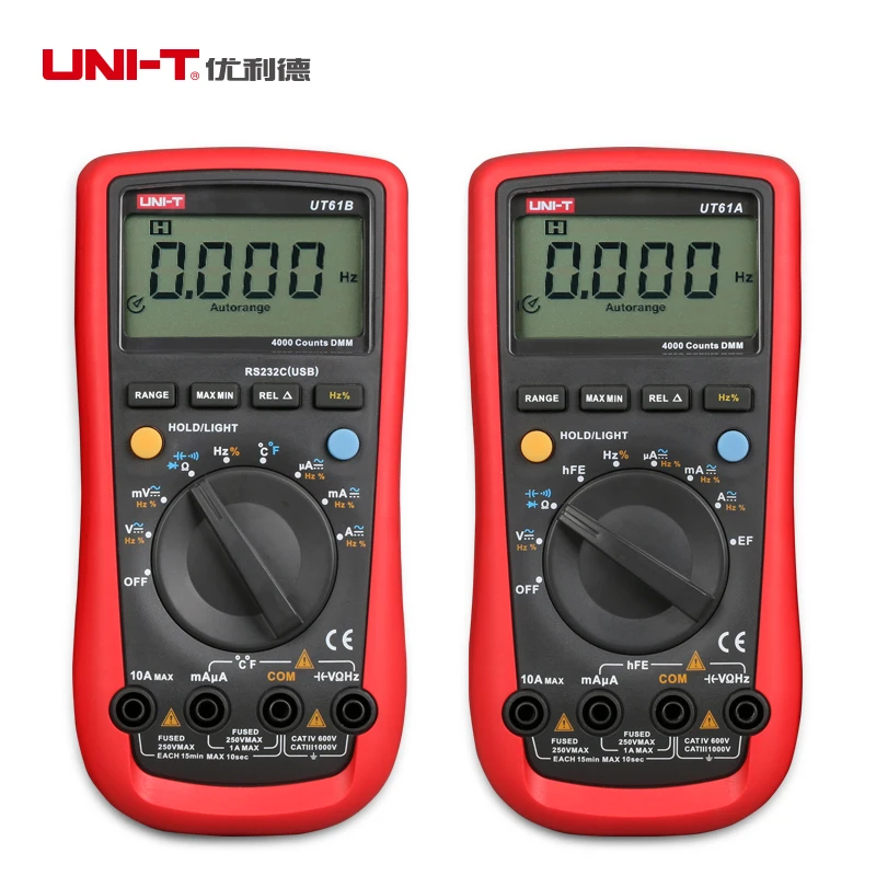 Цифровой мультиметр UNI T UT61A UT61B UT61C UT61E с интерфейсом true RMS RS232 Автоматический