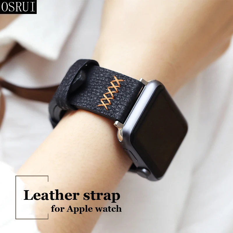 Ремешок для Apple watch 4 кожаный ремешок 42 мм 38 correa iwatch 44 40 серия 3 2 Автомобильная линия
