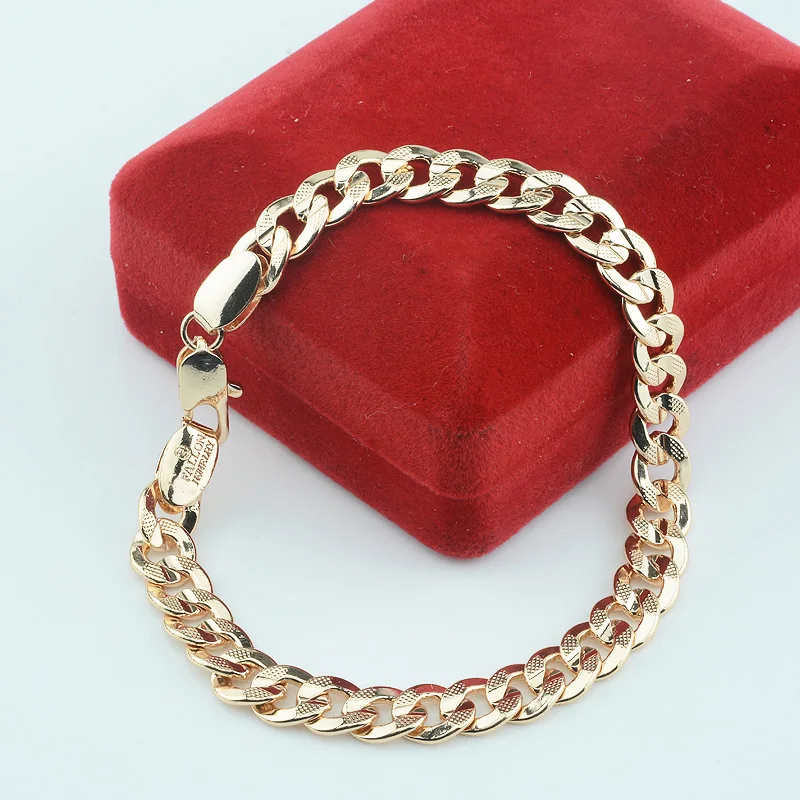 FJ 8 мм 10 большие мужские и женские Украшения браслет золотого цвета 585 пробы