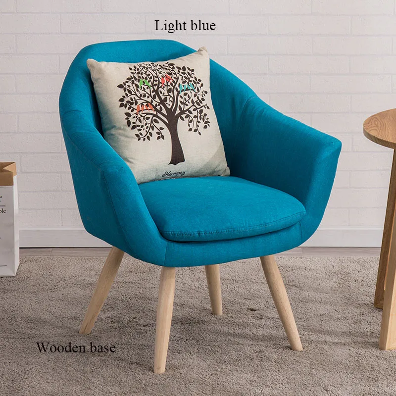 Wooden base blue Современный Одноместный стул для отдыха, кафе, офиса, ресторана, мебель для спальни, для учебы, скандинавский стул в стиле минимализм, диван - Цвет: Wooden base blue