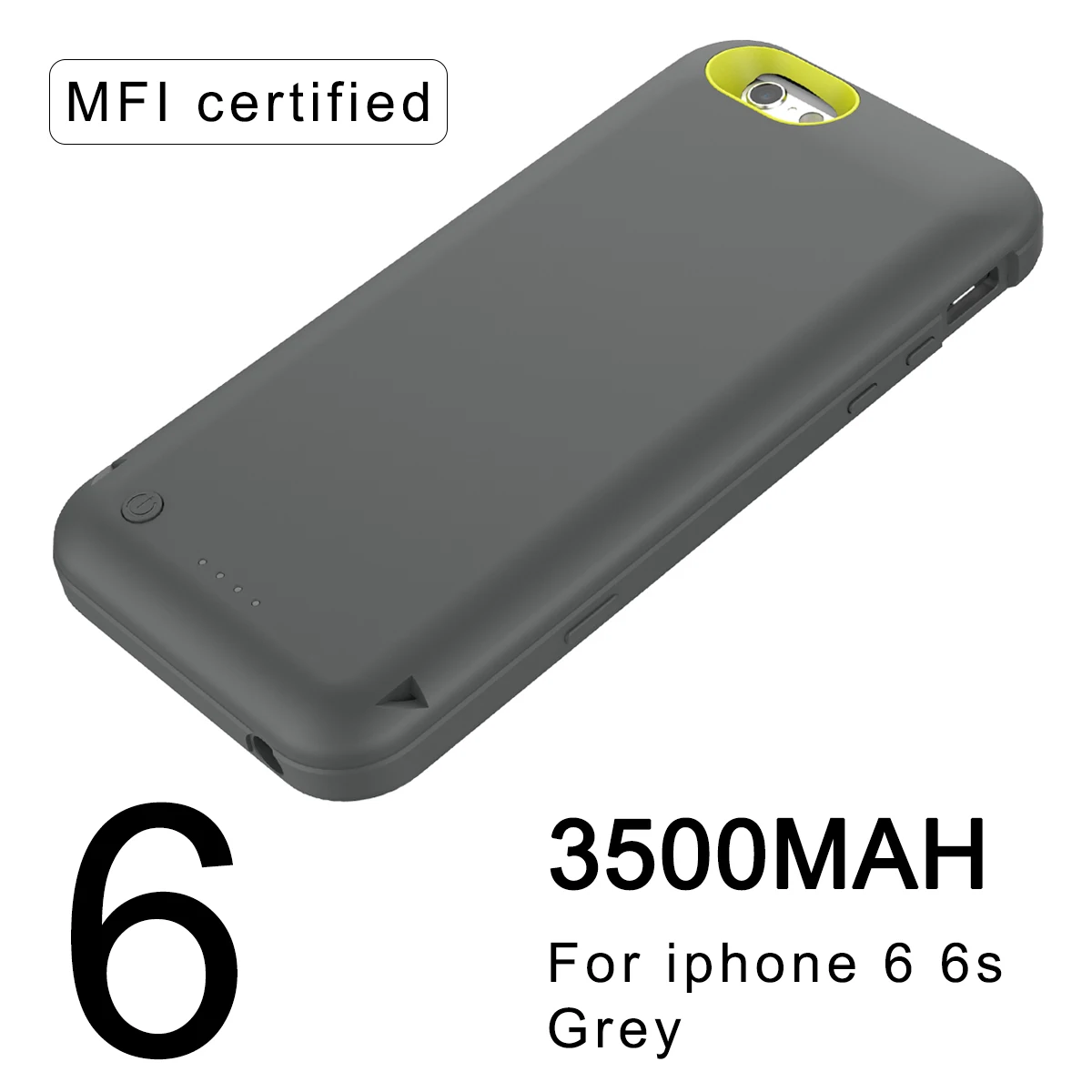 Чехол ROCK Battery для iPhone 7, 6, 6S X, внешний аккумулятор, чехол для iPhone X, 6000 мА/ч, зарядное устройство, задняя крышка, чехол - Цвет: 3500mAh Gray for 6