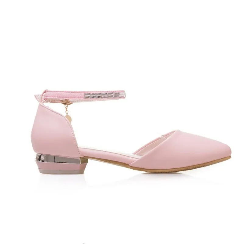 MAZIAO 2018 Women Pumps Square Low Heel PU leather Pointed Toe String Bead Blue Ankle Strap Ladies Wedding Shoes Size 31-46 | Обувь