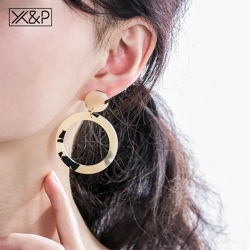 X & P винтажные корейские акриловые Висячие серьги для женщин модные массивные