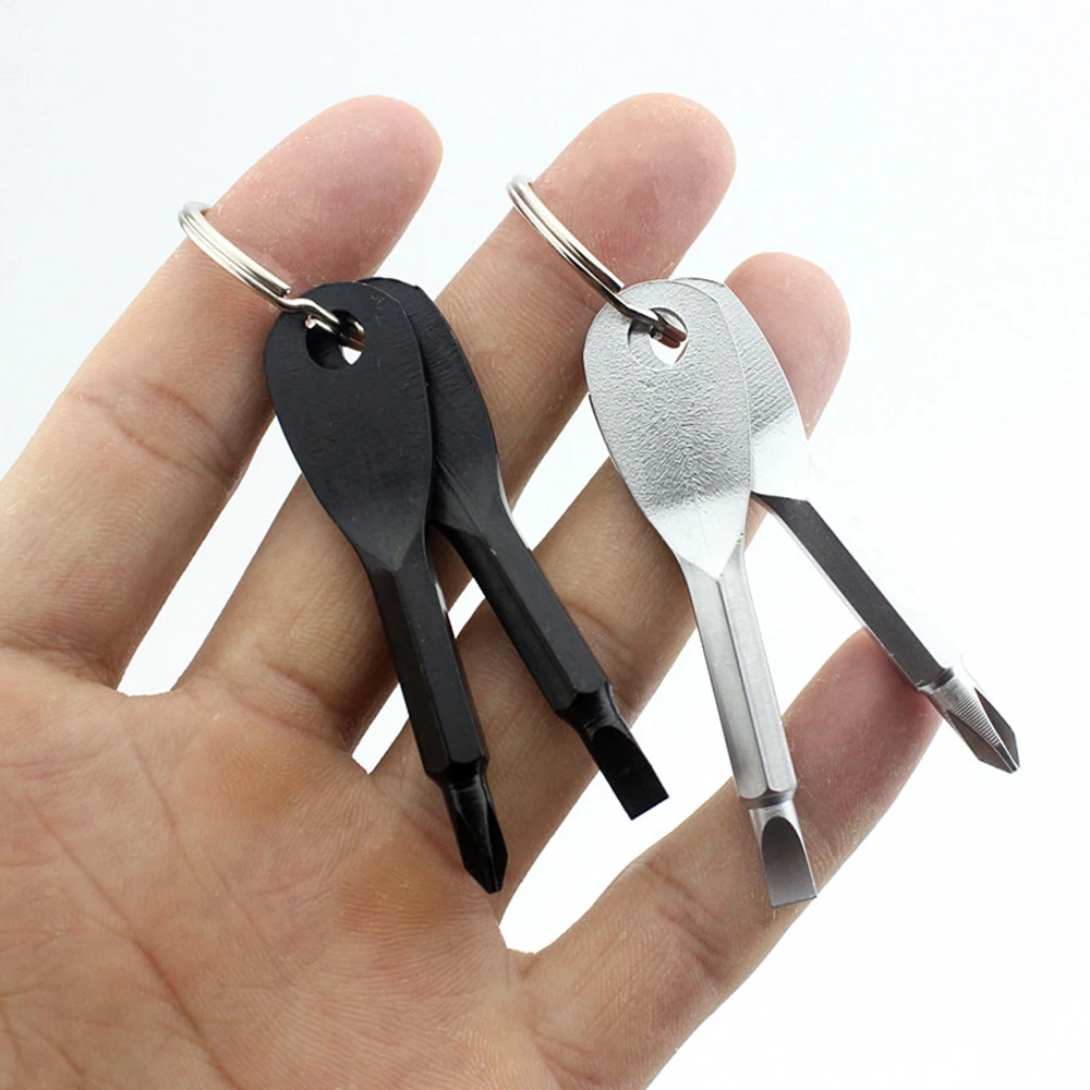 Новинка 2 шт. серебристо-Черный Идеальный Мультитул кольцо для ключей отвертка