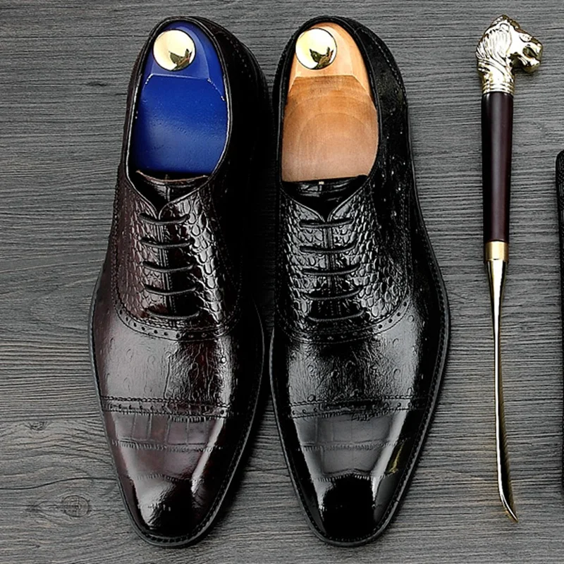 Роскошные мужские деловые туфли с квадратным носком Свадебные Оксфорды из