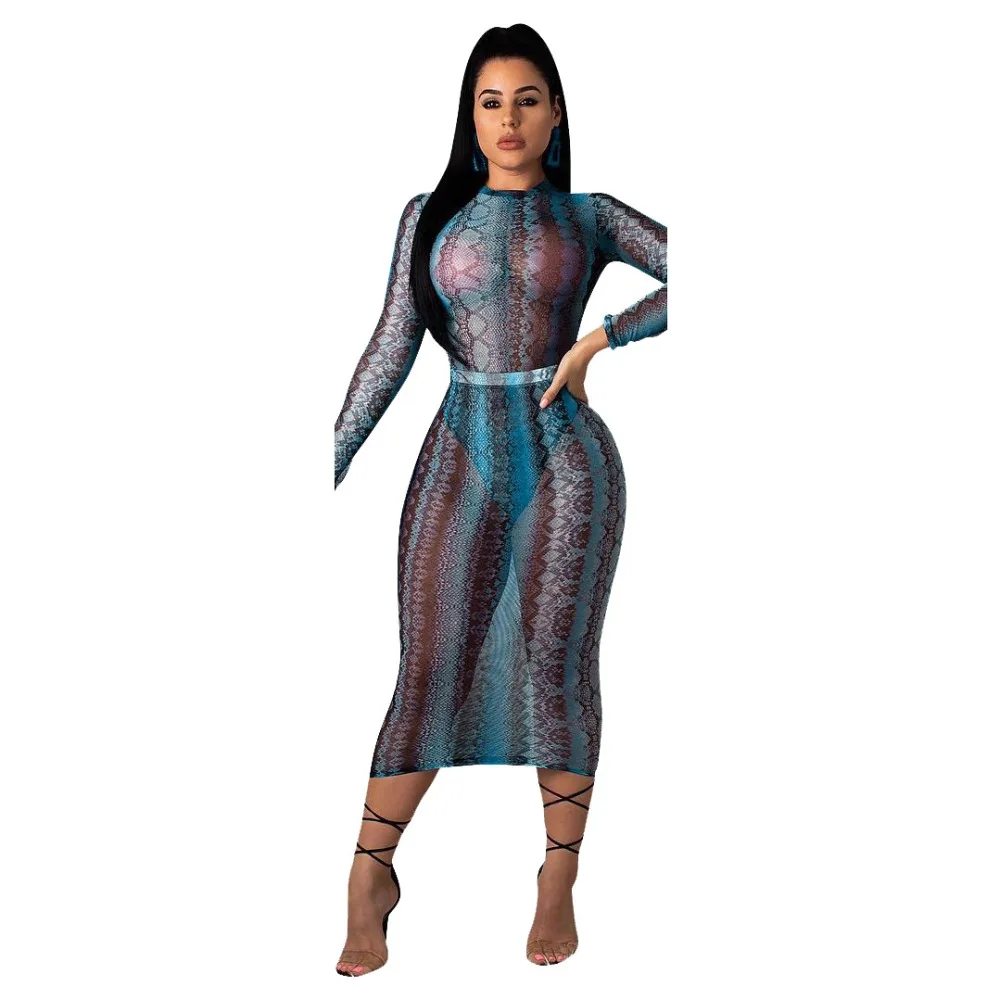 Фиолетовое/синее/зеленое модное женское платье с принтом змеи большие размеры