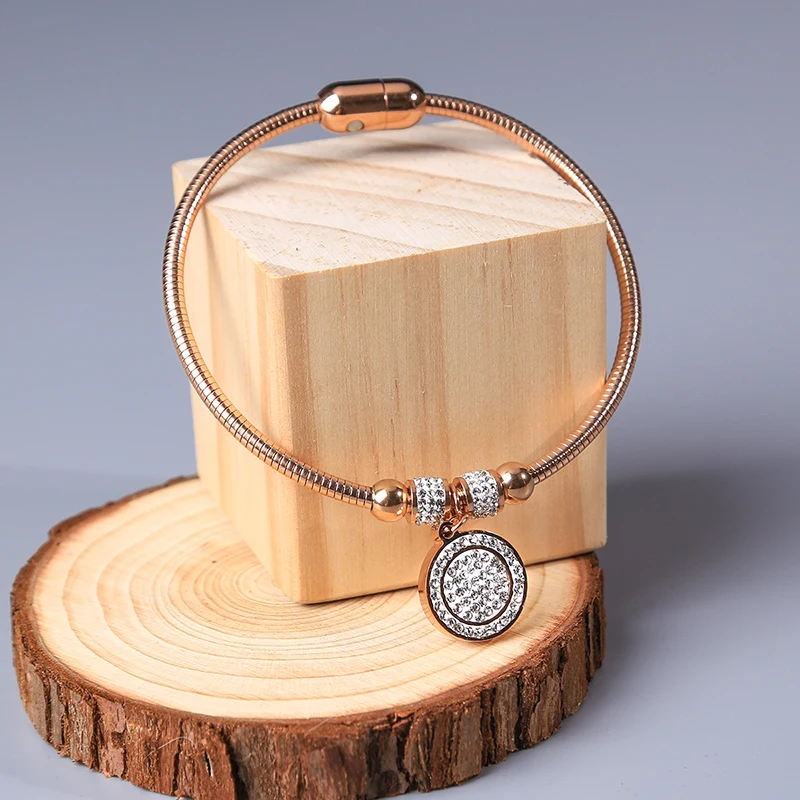 Модная простая цепочка со змеями браслеты и розовое золото хрустальные подвески