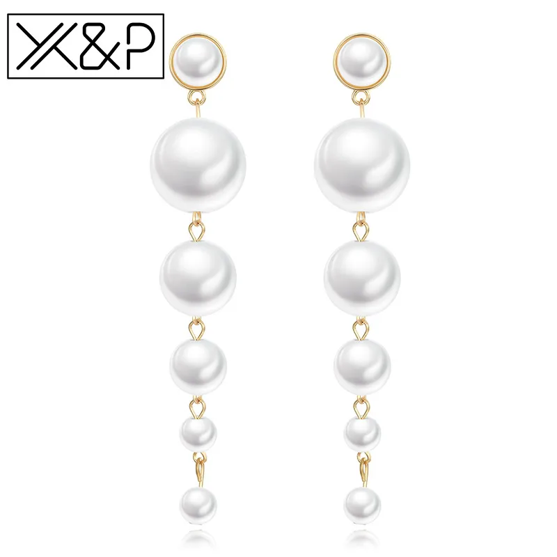 X&ampP Fashion Elegant Simulated Pearl Long Drop Earrings for Women Girl Wedding 1 Pair String Statement Dangle Earring Jewelry | Украшения