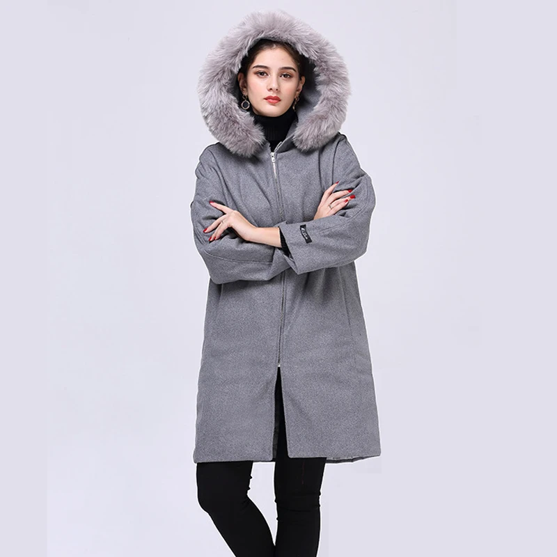 Женские пальто с капюшоном зимняя Толстая куртка съемный меховой воротник на