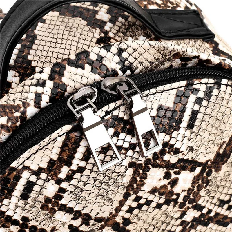 Модный женский рюкзак с леопардовым принтом и змеиным из искусственной кожи