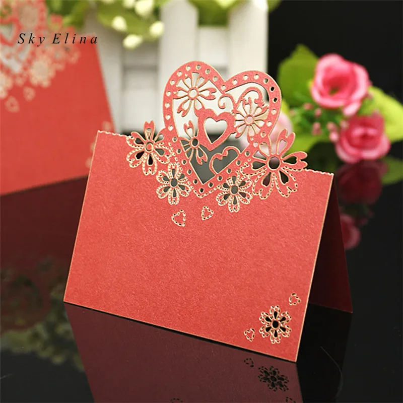 10 шт. лазерная резка в форме сердца сиденья карты таблицы имя свадебное место