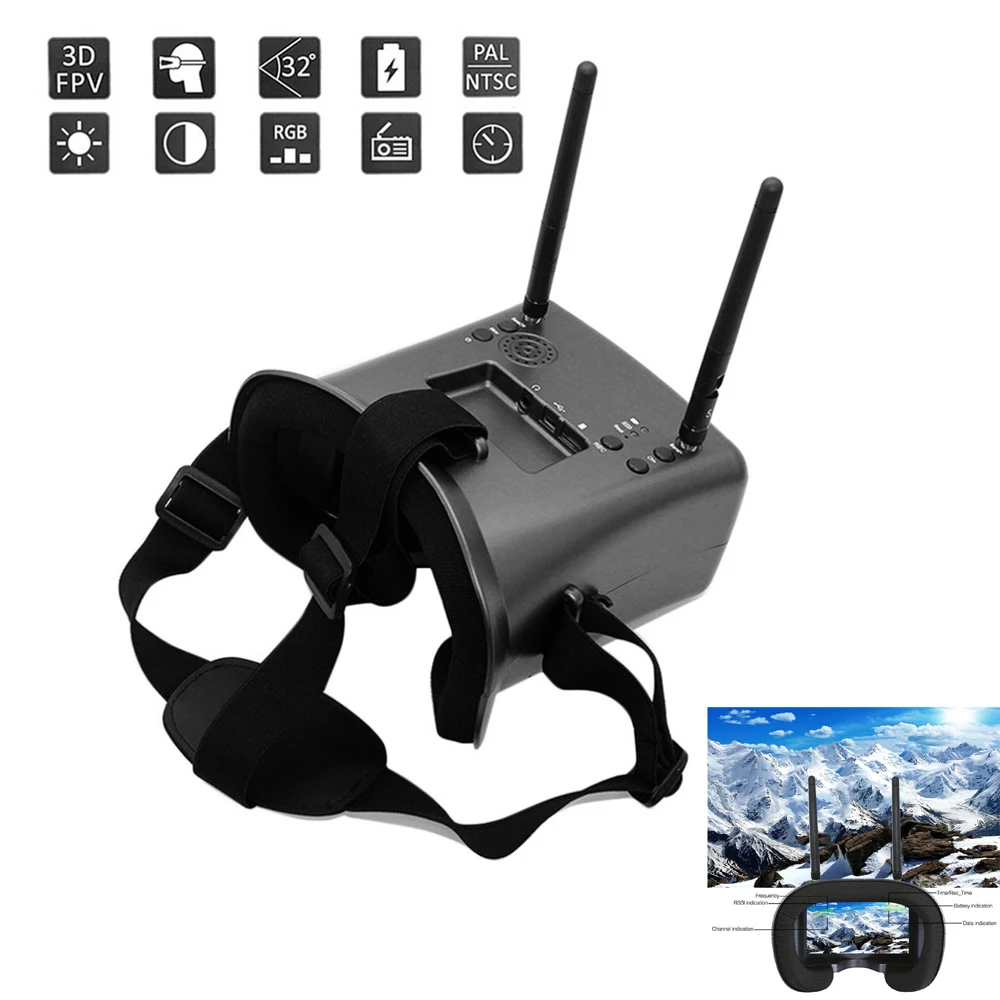 FPV 008D DVR очки с 5 8G 40CH 480*272 разнообразные видео для радиоуправляемого квадрокоптера