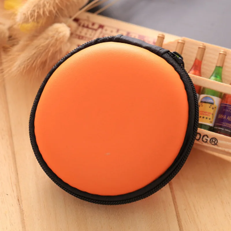 round orange Жесткий чехол для хранения, водонепроницаемые сумки для ключей, держатель, коробка, наушники для путешествий, сумка, кабель для sd-карты, наушники-вкладыши - Цвет: round orange