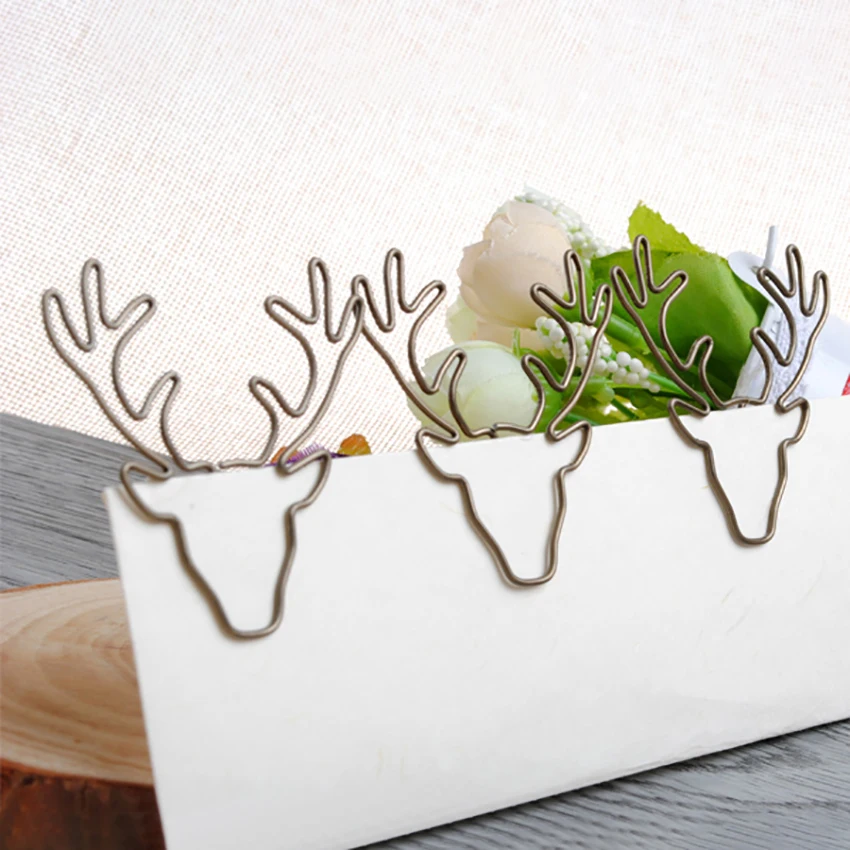 

1 PCS Cartoon Deer Paper Clip Plastic Coated Metal Book Page Holder Clip Creative Bookmark Memo Clips Office School Stationery