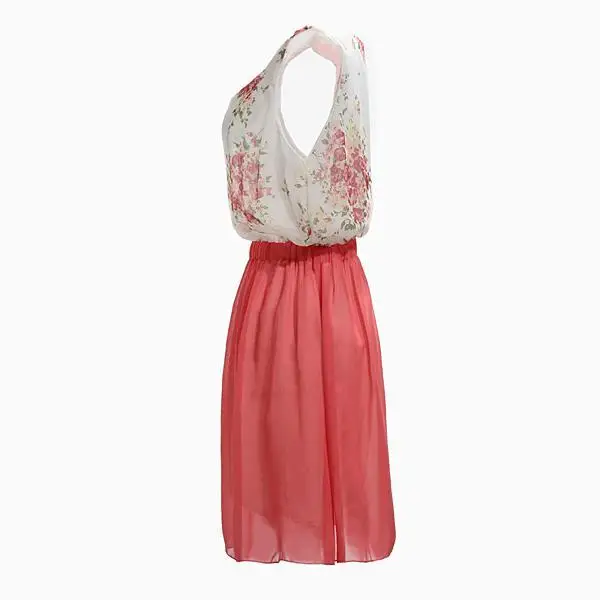 Chiffon Sundress Women Flower Sleeveless Mini Jumper Dress Pink lovely women summer dresses | Женская одежда