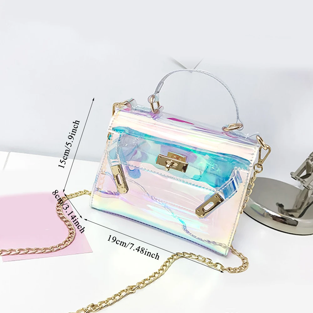 Летние сумки через плечо для женщин 2019 прозрачные из лазерной кожи дизайнерская