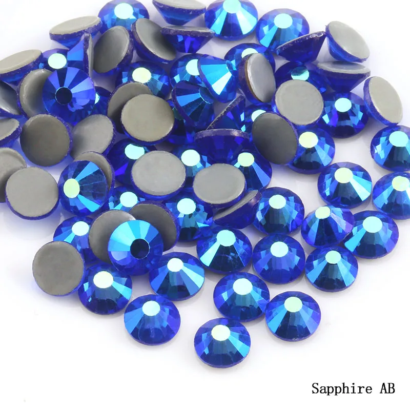 sapphire AB SS6-SS30 Многоцветный Кристалл AB горячей фиксации горный хрусталь супер блестящие стразы клейкие Стразы для дизайна ногтей ткань одежды - Цвет: sapphire AB