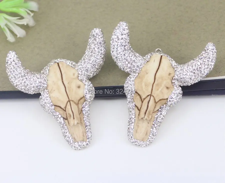 3 шт. модные подвески из смолы крупного рогатого скота украшенные искусственными