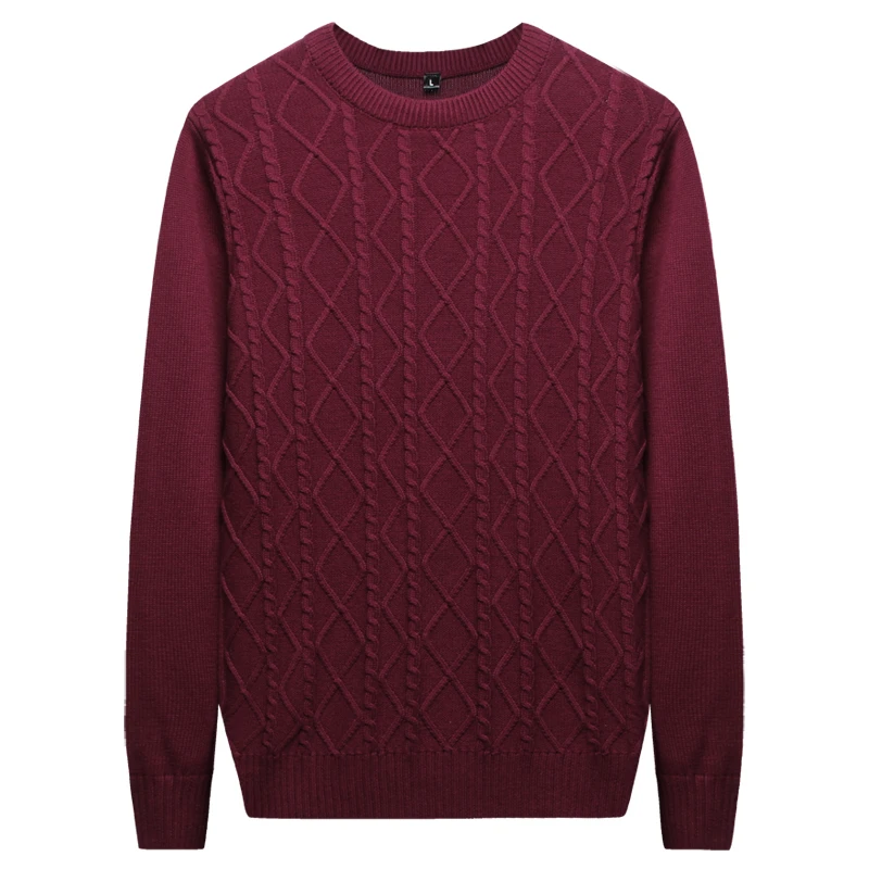 Мужской утепленный вязаный свитер Хлопковый пуловер с круглым вырезом брендовый