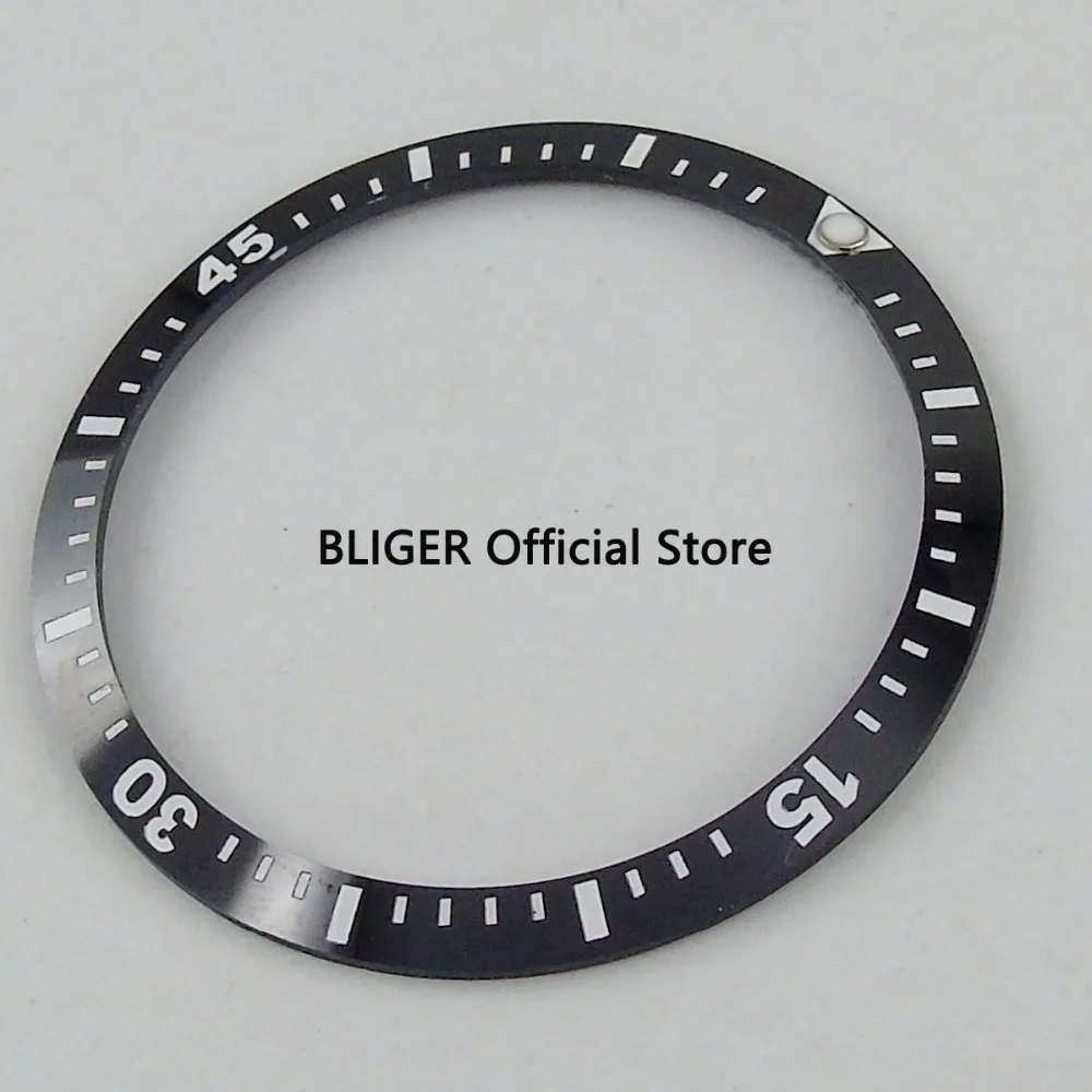 

BLIGER 41MM Black Carving Black Ceramic Bezel Luminous Dot Watch Bezel Fit Insert Automatic Movement Men's Watch BB49