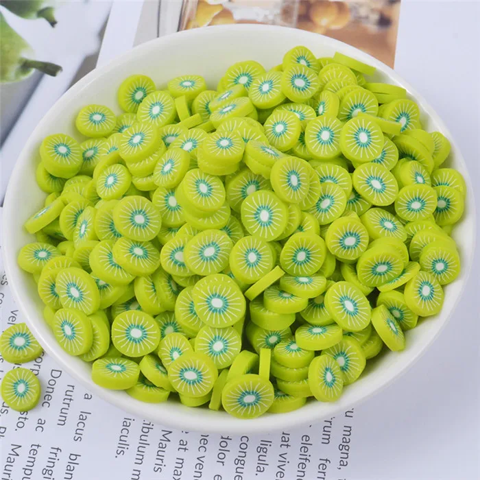 Kiwi 100 шт./лот, глиняные бусины, украшение, ремесло, фруктовые ломтики, кабошон с плоской задней поверхностью, скрапбукинг, подходят для украшения телефона, аксессуары для Diy - Цвет: Kiwi